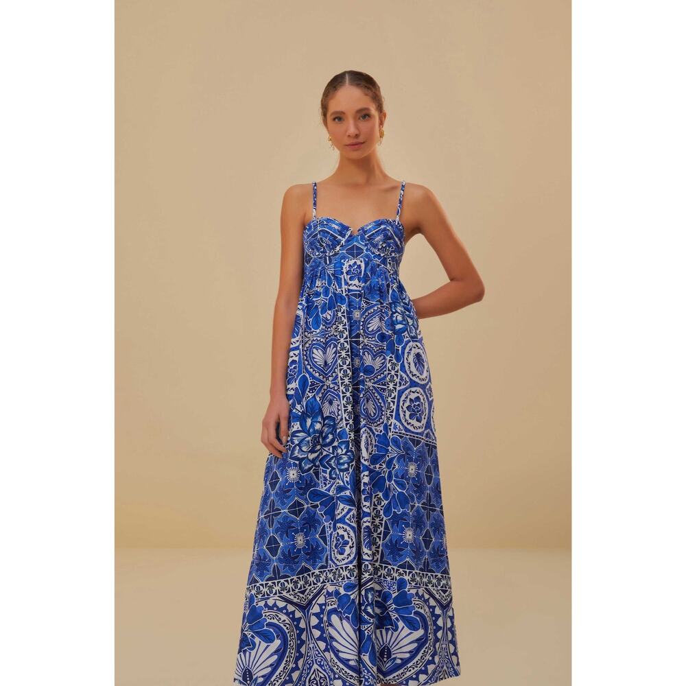 FARM Rio Blue Tile Dream XL Sleeveless Maxi Dress - Picture 16 of 16